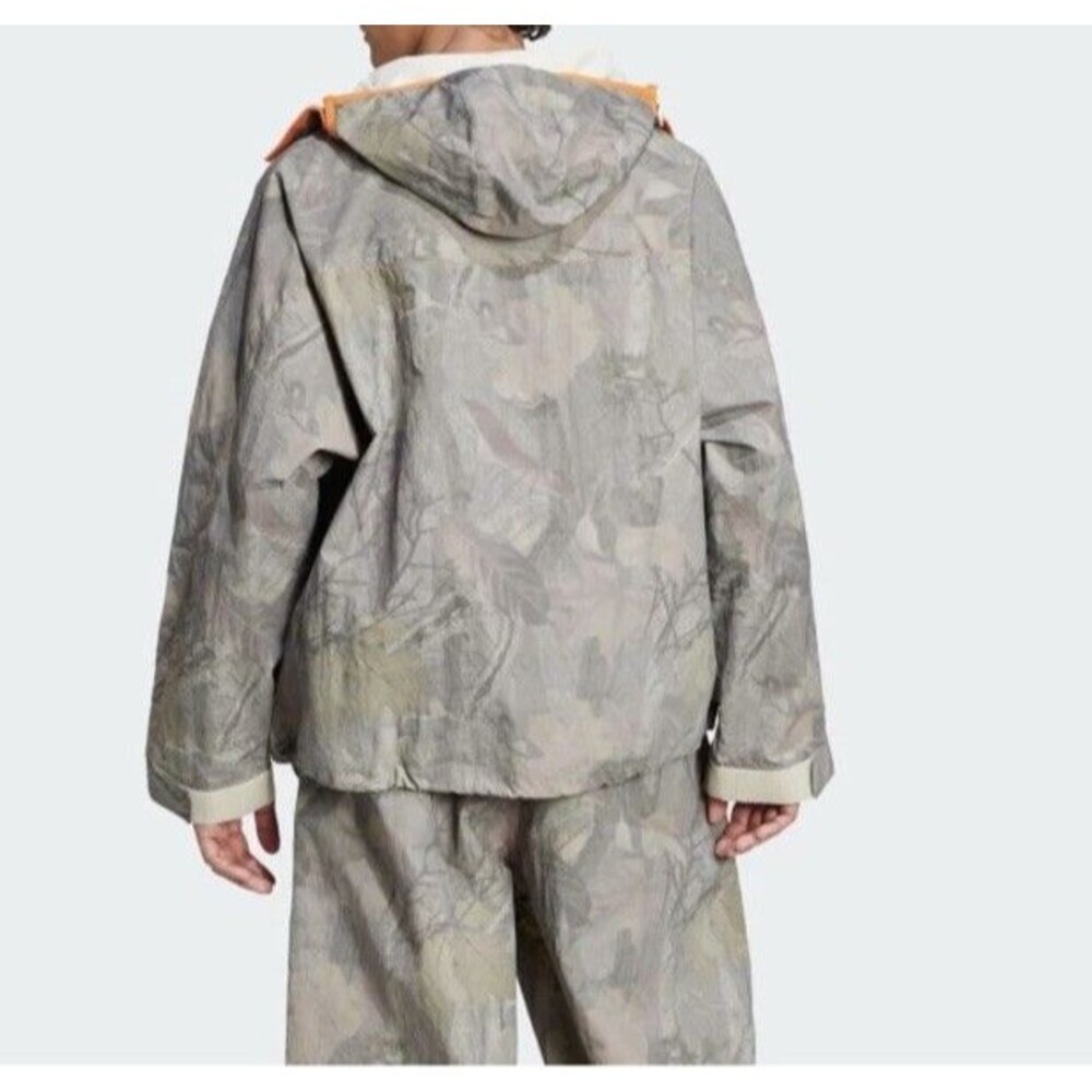 Adidas Camo Jacket Q1 Mens M  Gray Hooded Anorak 1/4 Zip Lined Outdoor JD5418 - Picture 2 of 13